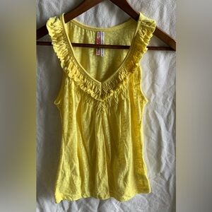 Yellow Ruffled V-Neck Women's Top